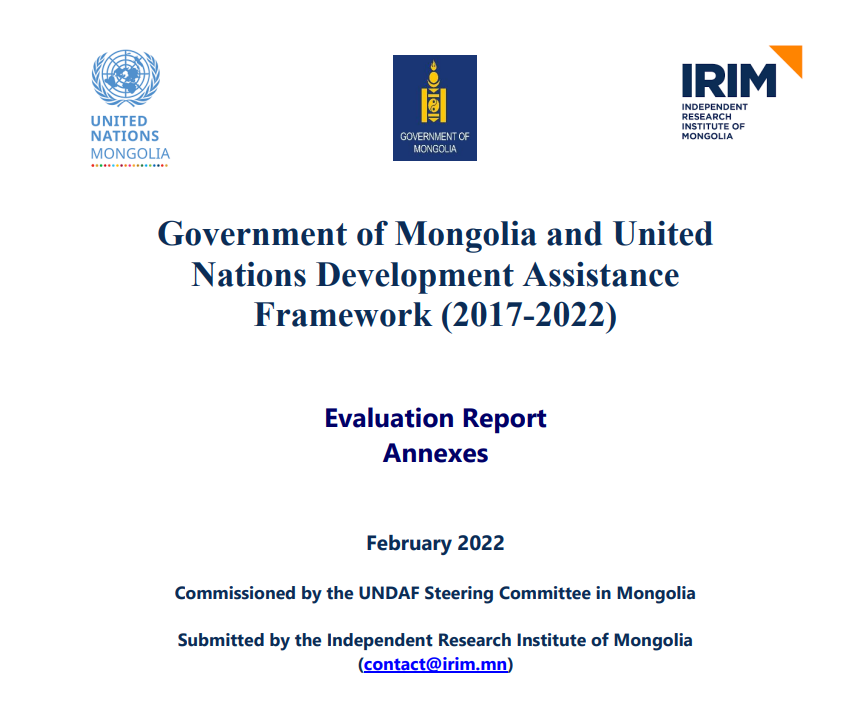 Annexes to the UNDAF (2017-2022) Evaluation Report