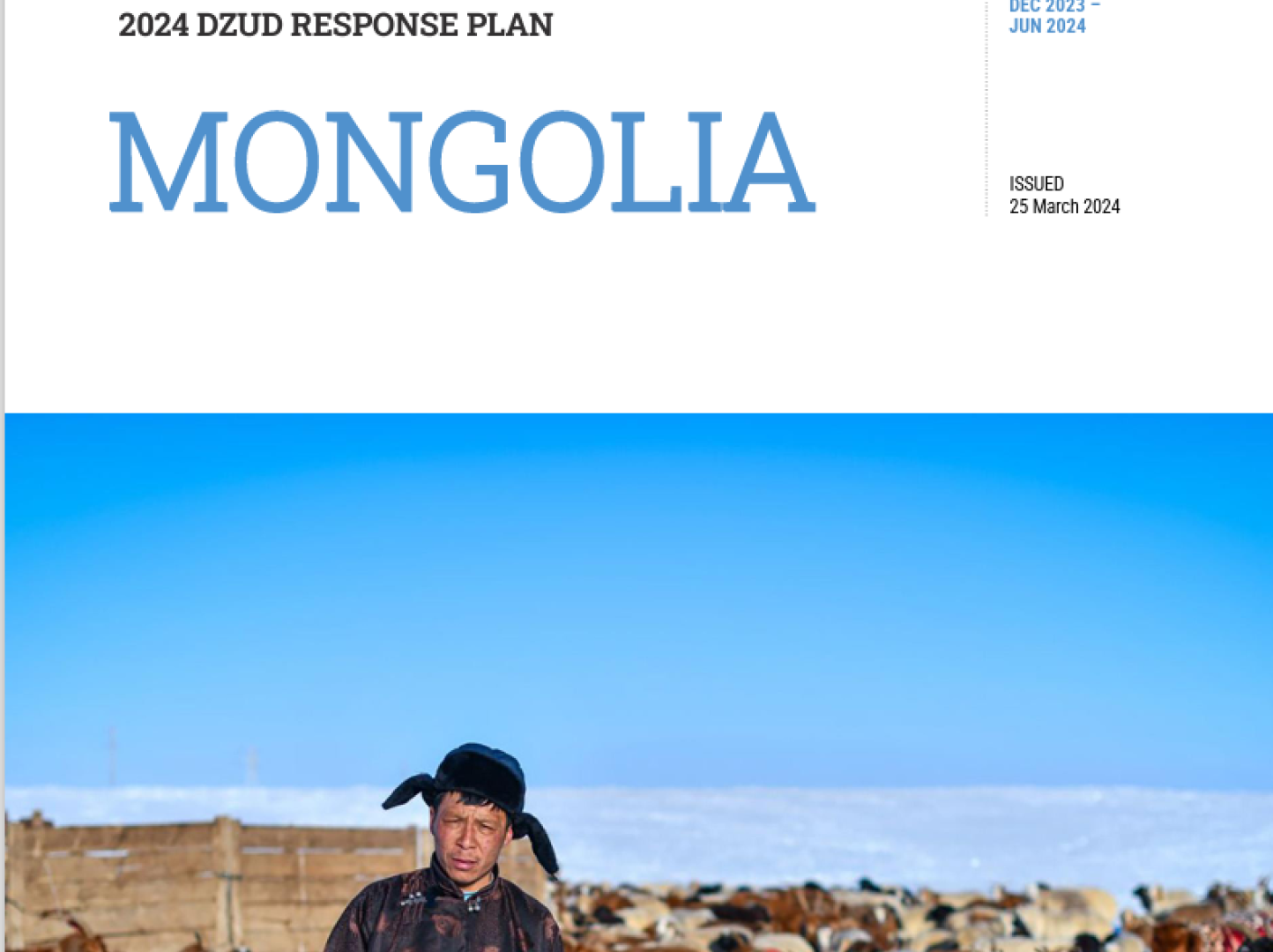 Mongolia: Dzud Response Plan March 2024