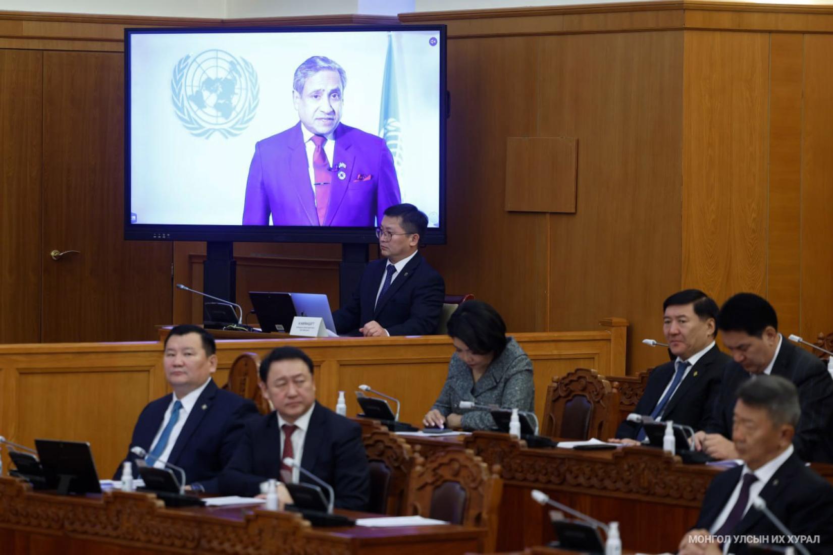 Tapan Mishra video message on Parliament of Mongolia