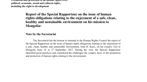 Report of the Special Rapporteur Mongolia 
